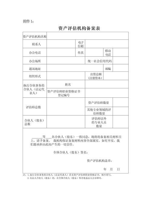 資產評估機構備案表